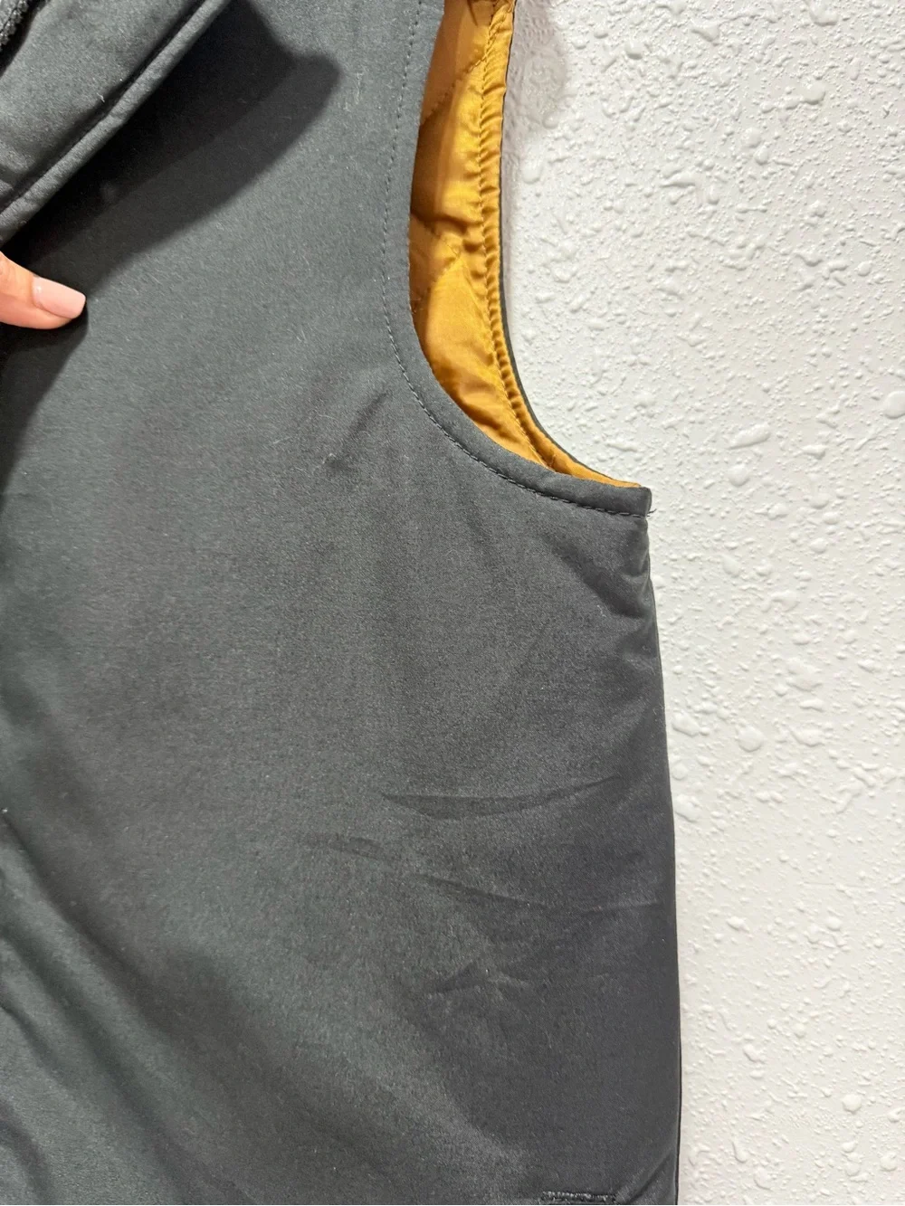 Levi's Dark Gray Quilted Vest with Yellow Trim S